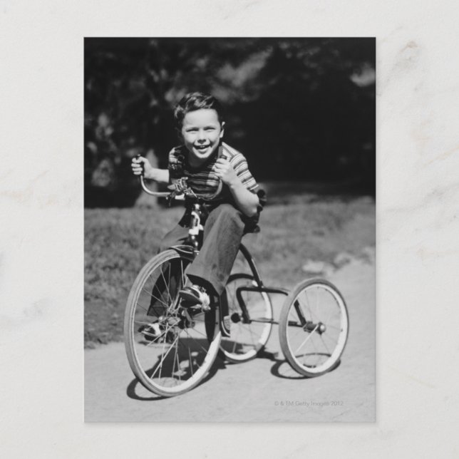 Boy Riding Tricycle Postcard (Front)