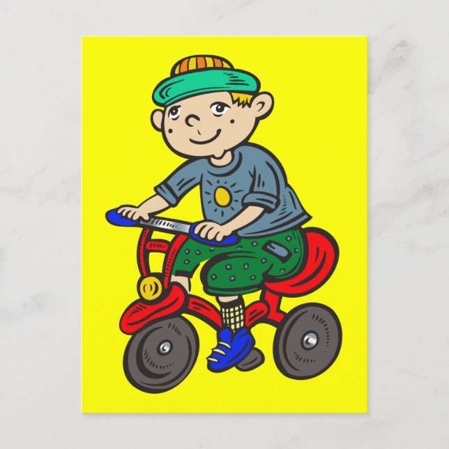 Boy Riding Tricycle Postcard (Front)