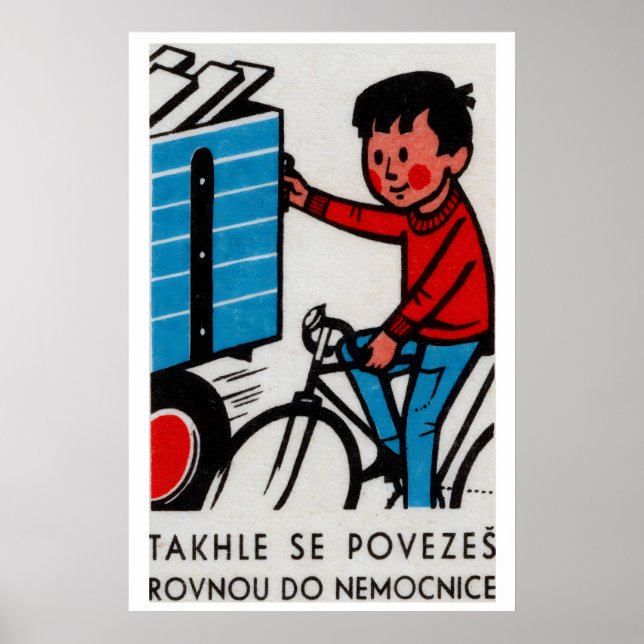 Boy Riding with Truck - Matchbox Print - Czech (Front)