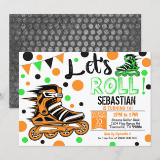Boy Rollerblade Invitation Roller Blade Party Boy