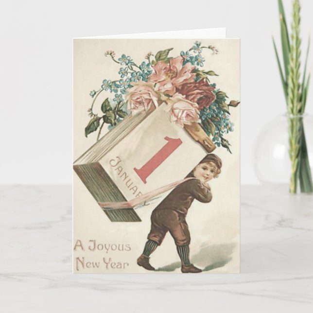 Boy Rose Calendar Forget-Me-Not Card (Front)