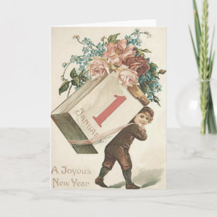 Boy Rose Calendar Forget-Me-Not Card