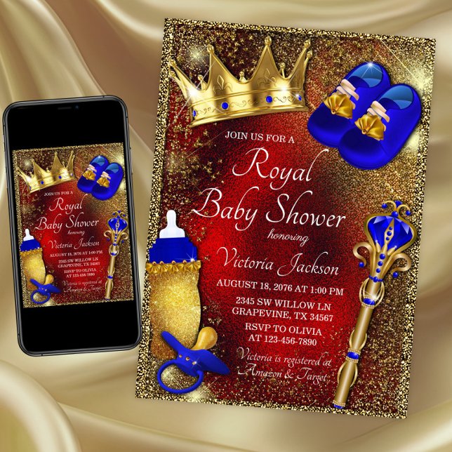Boy Royal Prince Baby Shower Invitation (Royal prince baby shower invitation. Instant download and printed invitations available.)