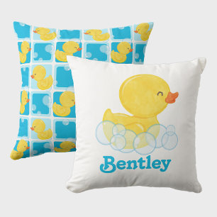 Boy Rubber Duck Personalised Name Cushion