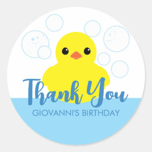 Boy Rubber Ducky Birthday Party Favour Classic Round Sticker