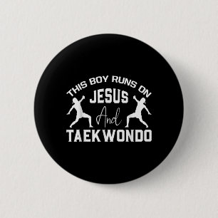 Boy Runs On Jesus and Taekwondo Christian Martial 6 Cm Round Badge