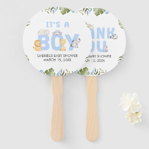 Boy Safari Animal Baby Shower  Hand Fan