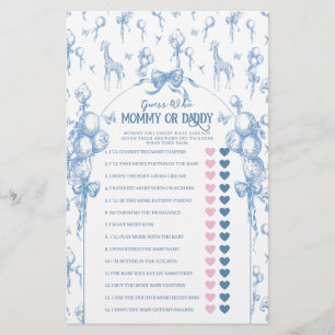 Boy Safari Animal Blue Baby Shower Mom Dad Game