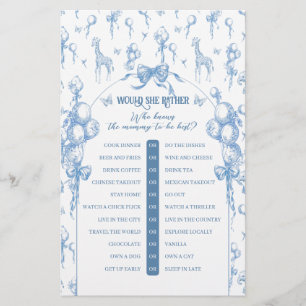 Boy Safari Animal Blue Baby Shower Mummy Game