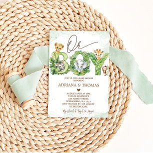 Boy Safari Animals Baby Shower Invitation
