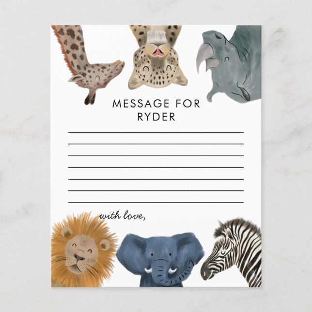 Boy Safari Birthday Party Time Capsule Note Card (Front)