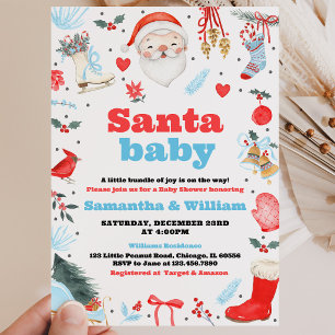 Boy Santa Baby Baby Shower Invitation