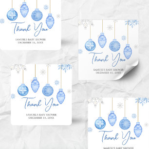 Boy Santa Baby Christmas Baby Shower Square Sticker