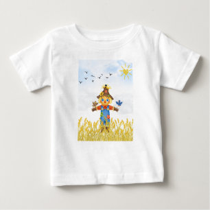 Boy Scarecrow with Birds Fall Baby T-Shirt