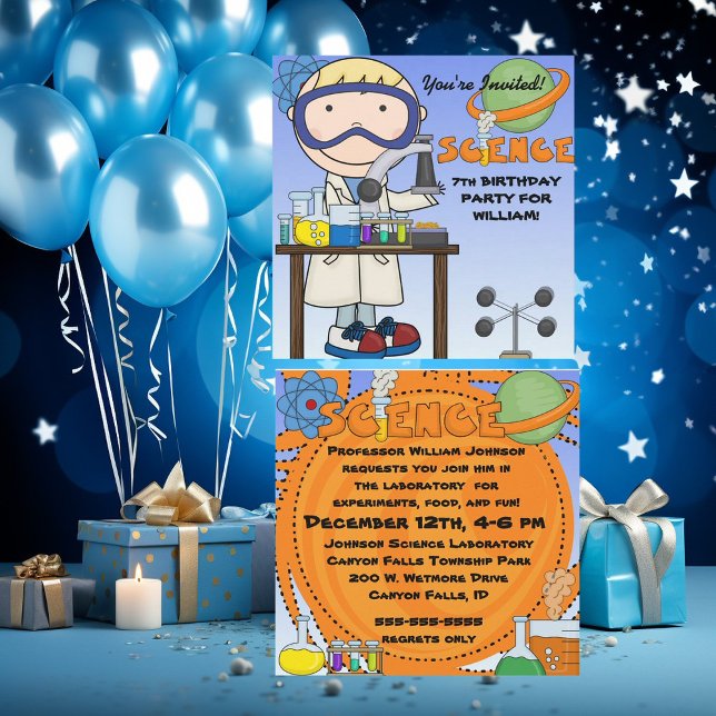 Boy Science Birthday Party Invitation (Creator Uploaded)