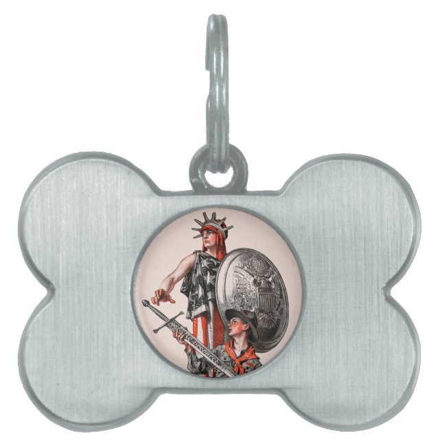 Boy Scout and Liberty Pet Name Tag (Front)
