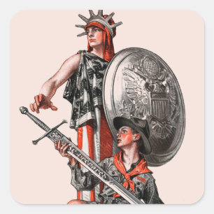 Boy Scout and Liberty Square Sticker