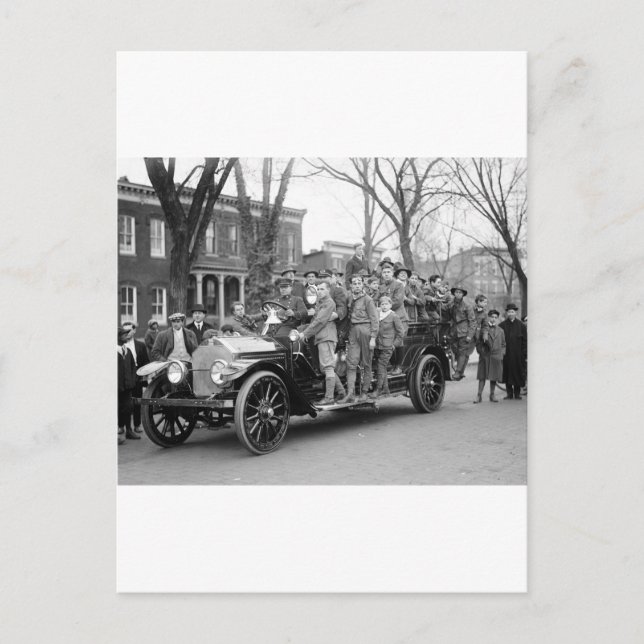 Boy Scout Fire Drill, 1910s Postcard (Front)