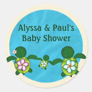 BOY Sea TURTLE Baby Shower (Honu) 02B blank #02 Classic Round Sticker