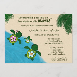 BOY Sea TURTLE Baby Shower Invite BLUE (Honu) 281