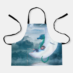 Boy & Seahorse Fishing on the Moon Apron