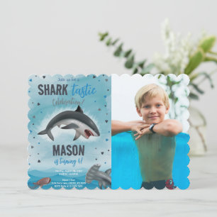 Boy Shark Birthday Shark Tastic Celebration Photo Invitation