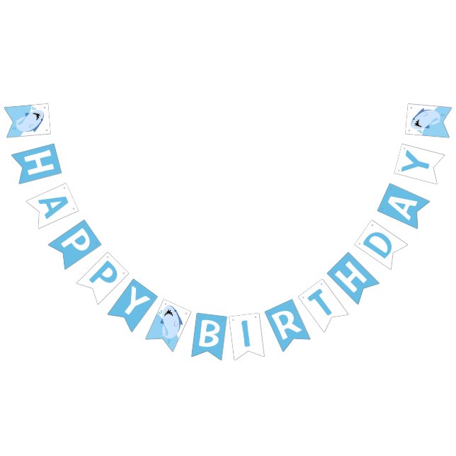 Boy Shark Party Supplies Kids Happy Birthday Bunting (All)