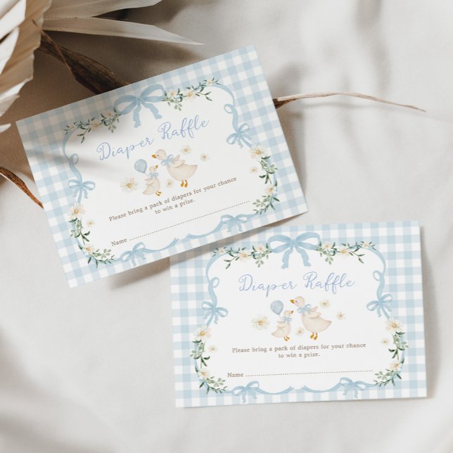 Boy Silly Goose Coquette Blue Bow Diaper Raffle Enclosure Card (Creator Uploaded)