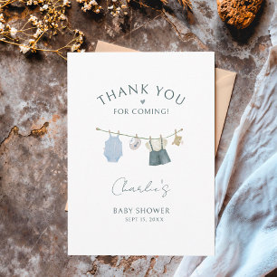 Boy Simple Clothes Watercolor Baby Shower Postcard