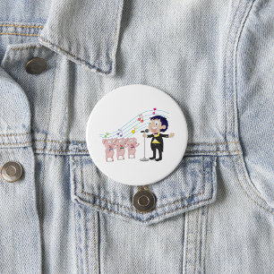 Boy Singing with Three Pigs Choir 7.5 Cm Round Badge