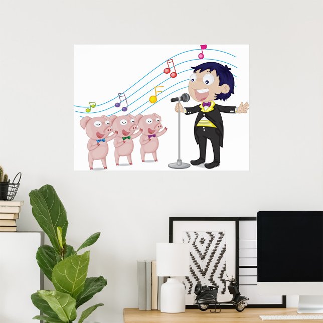 Boy Singing with Three Pigs Choir Poster (Creator Uploaded)