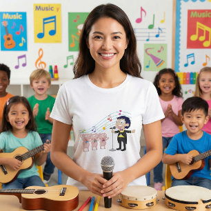 Boy Singing with Three Pigs Choir T-Shirt