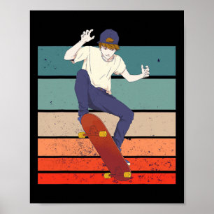 Boy Skater Boy Skateboarding Skate Culture Anime F Poster