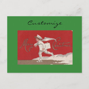 Boy Skating Vintage Thunder_Cove Christmas Holiday Postcard