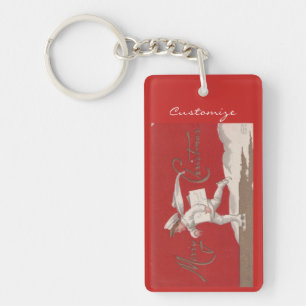 Boy Skating Vintage Thunder_Cove Christmas Key Ring