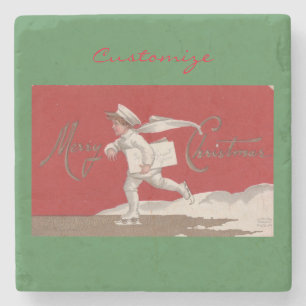 Boy Skating Vintage Thunder_Cove Christmas Stone Coaster
