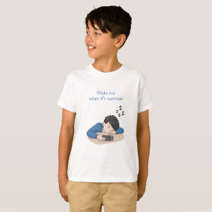 Boy Sleeping with Wake me when it's summer T-Shirt