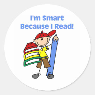 Boy Smart Because I Read Classic Round Sticker
