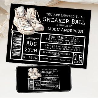 Boy Sneaker Ball Birthday Party Invitation