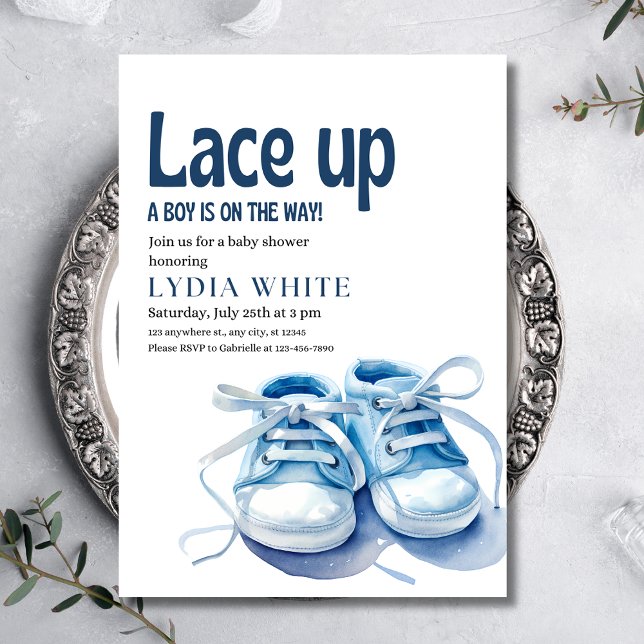Boy Sneakers Baby Shower, Lace Up Baby Shower Invitation (Creator Uploaded)
