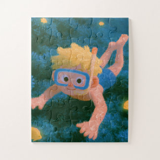 Boy Snorkelling in Coral Reef Jigsaw Puzzle