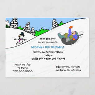 BOY Snow tubing winter birthday party invite