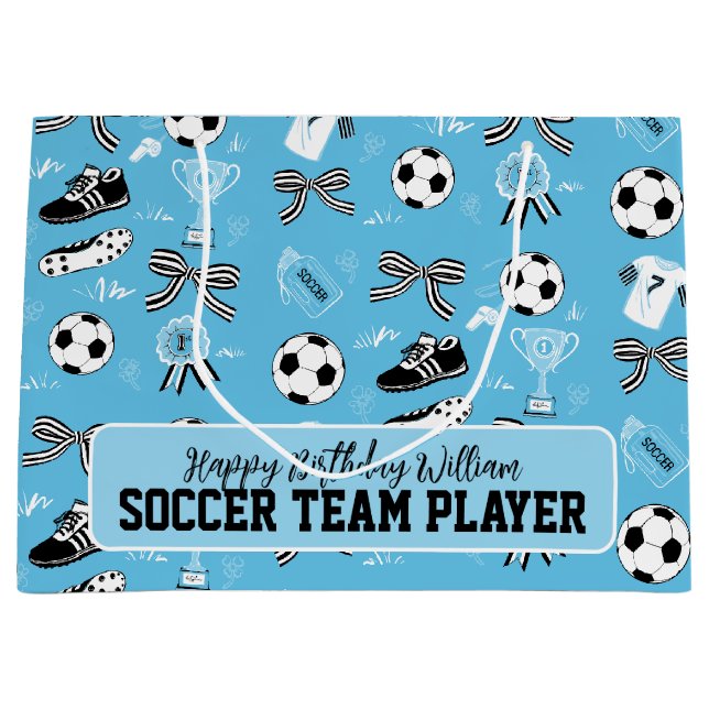 Boy Soccer Player blue Gift Bag (Front)
