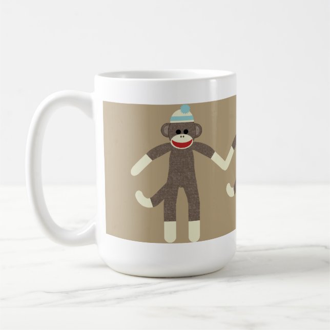 Boy Sock Monkey friends mug (Left)