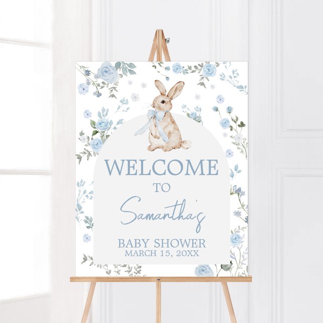 Boy Some Bunny Baby Shower Welcome Poster (Blue Some Bunny Baby Shower Welcome Sign)
