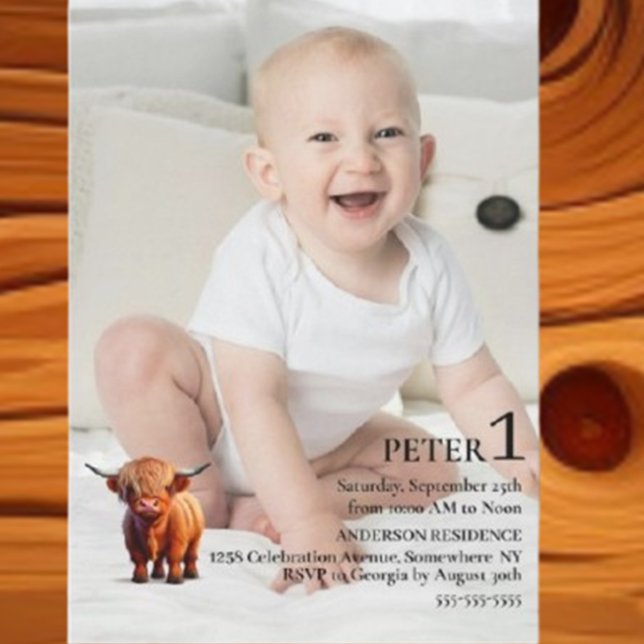 Boy Special 1st Birthday Celebration Invitation (Celebrate your little one's milestone with our adorable Boy Cow 1st Birthday Invitation)