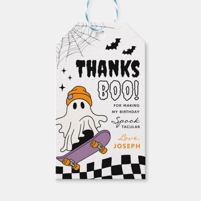 Boy Spooky Halloween Birthday Favour Tags (Front)