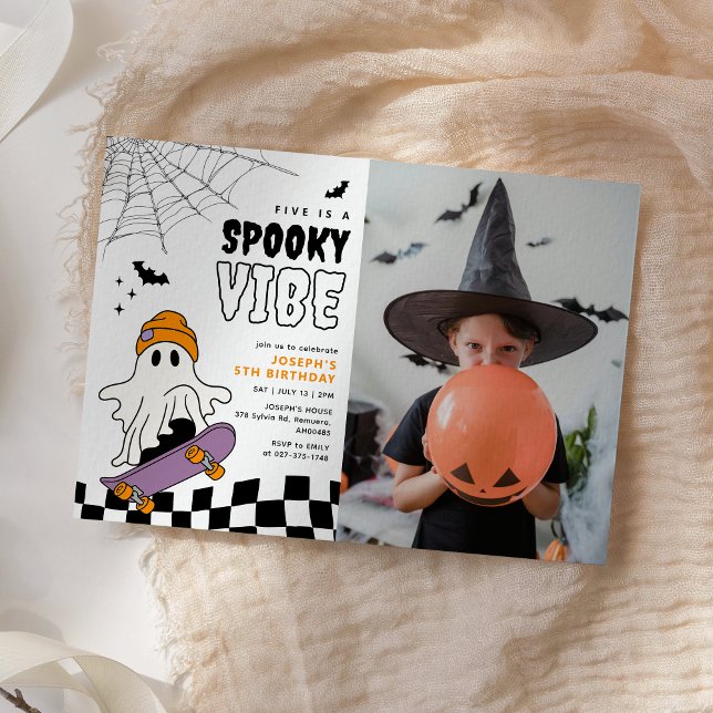 Boy Spooky Halloween Birthday Photo Invitation (Creator Uploaded)