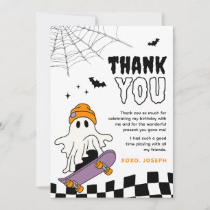 Boy Spooky Halloween Birthday Thank You Card