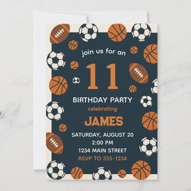 Boy Sports Football Theme Birthday Party Invitation (Front)